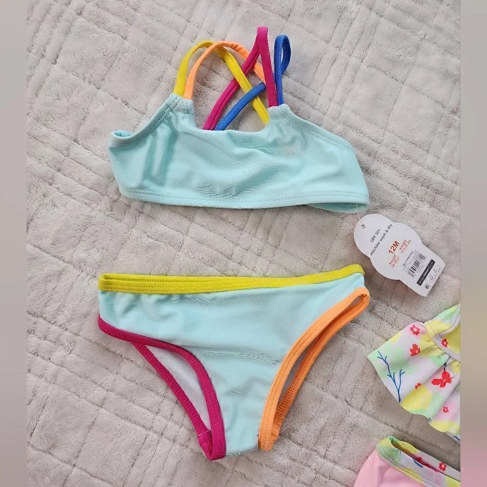 Nwt lot of 3 swim suits sets for girl, Size 12 months